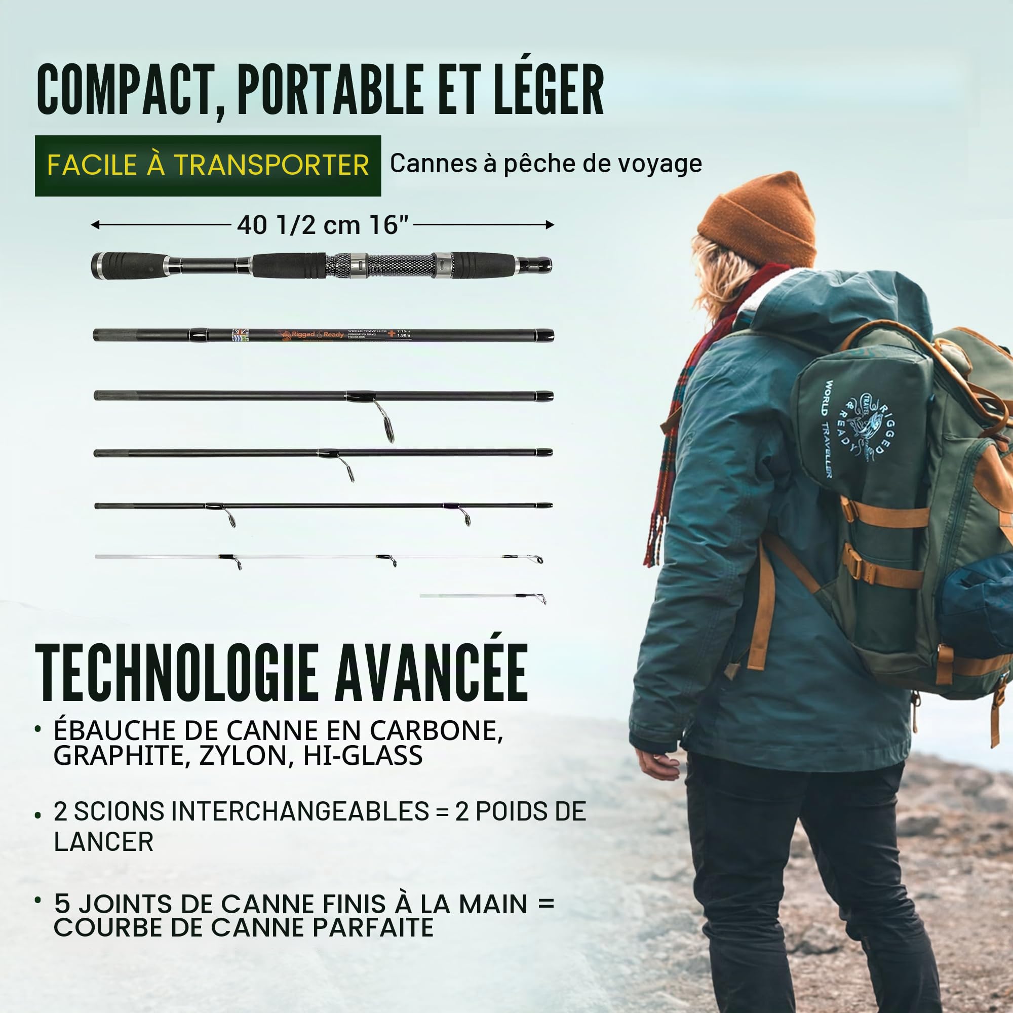 Rigged and Ready Smuggler Series™ Travel Fishing Rods. Super Compact, 1 Spinning Rod and Reel Combo, 4 Spin, 1 Casting Rod + Cases. 2, 3 Or 4 Tips. Spin and General Freshwater - Saltwater Fishing