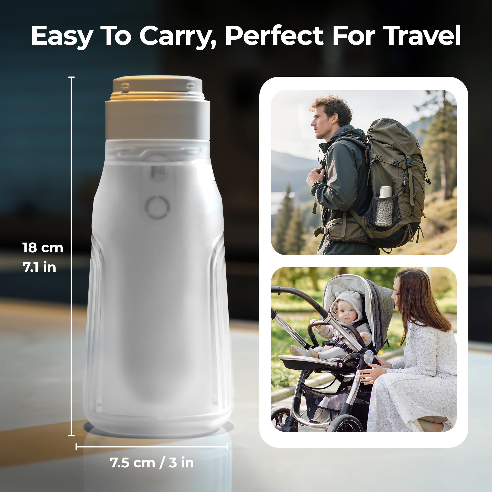 Bidé portátil de 400 ml, bidé eléctrico de viaje, impermeable, con 3 opciones de alta presión, pulverizador de bidé, tratamiento de perineos y hemorroides, limpieza de higiene personal