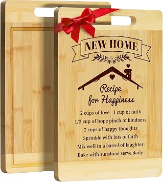 Kikcoin House Warming Gifts New Home - Bamboo Cutting Boards for Kitchen, New Home Gift Idea for Women Men Homeowner, Neighbor 2026 House Warming Gifts for New Home, New Beginnings, New Memories