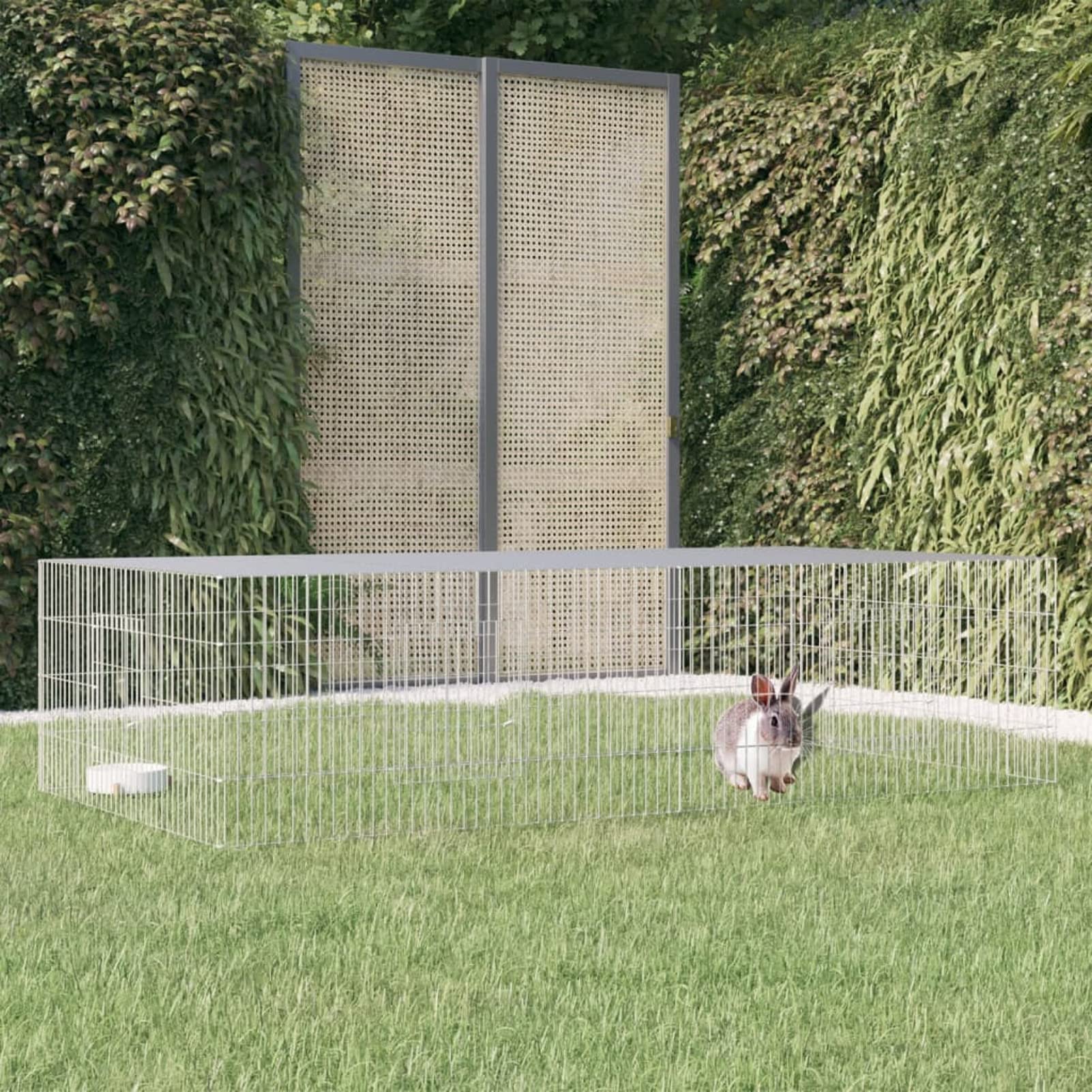 Jaula para conejos de 2 paneles de 220 x 110 x 55 cm, hierro galvanizado, parque infantil CIADAZ para animales pequeños, corralito para mascotas, corral de gerbo, jaula para conejos interior, carcasa