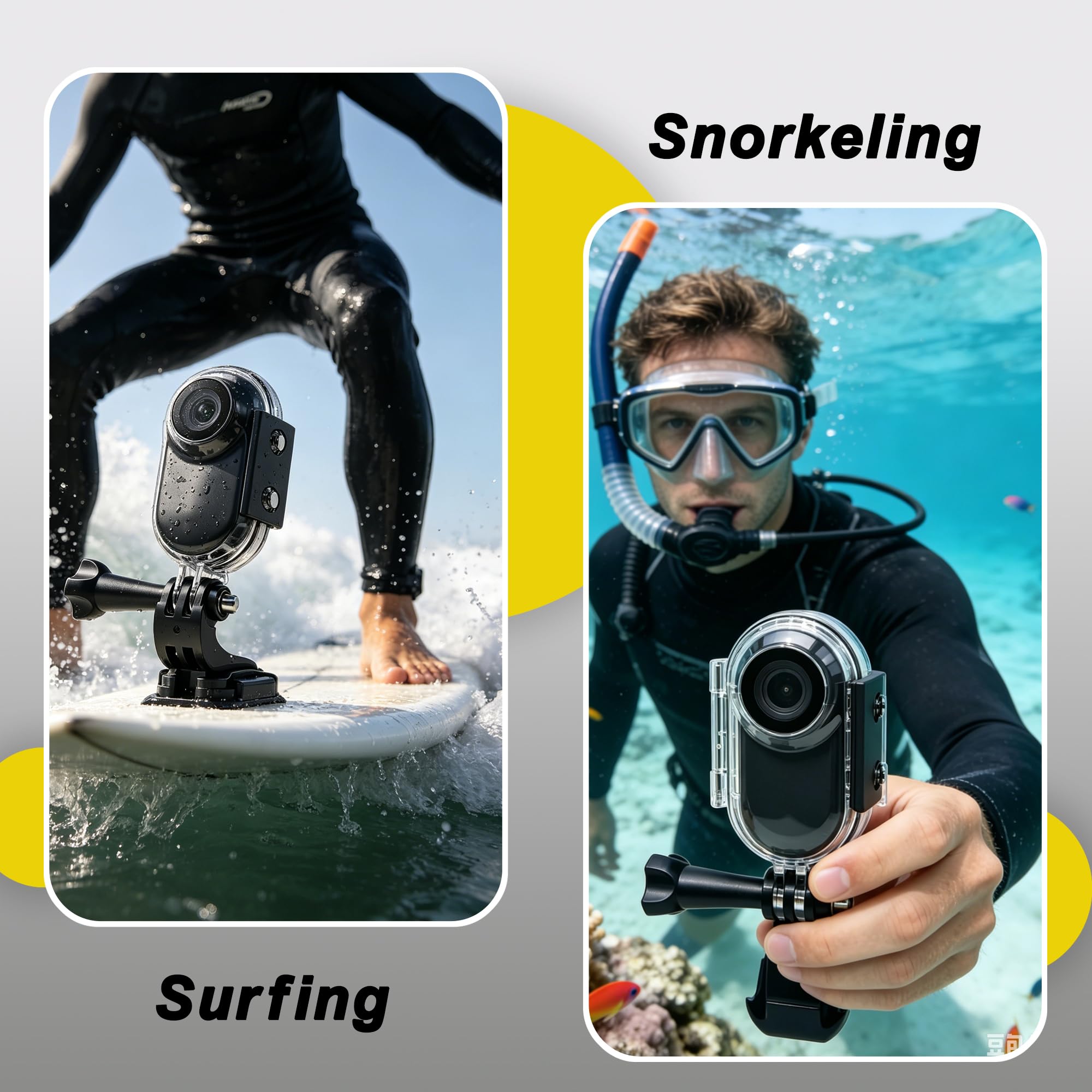 Mini Cámara Deportiva con Colgante Magnético, Action CAM con Funda Impermeable, Sumergible 10m, Pantalla 1" Cámara Corporal para Moto, Casco, Mascotas, Surf, Snorkel-Regalo para Hombre
