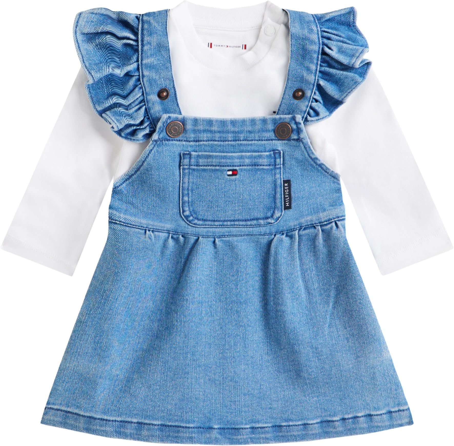 Tommy Hilfiger Newborn DENIM DUNGAREE DRESS KN0KN02200 DENIM (Denim Medium 01) 24 Month