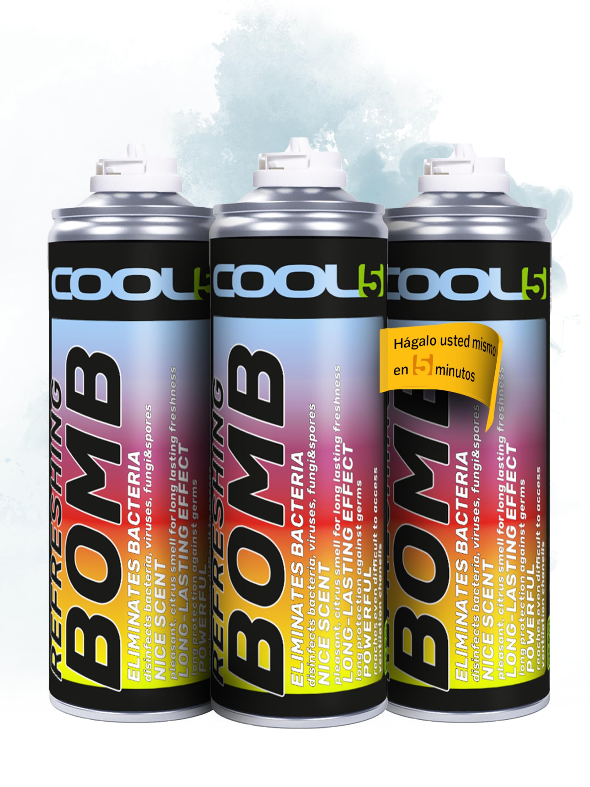 Set de 3 botes de bomba ambientadora para coche - antihongos, antimoho y antivirus, 3 x 136g