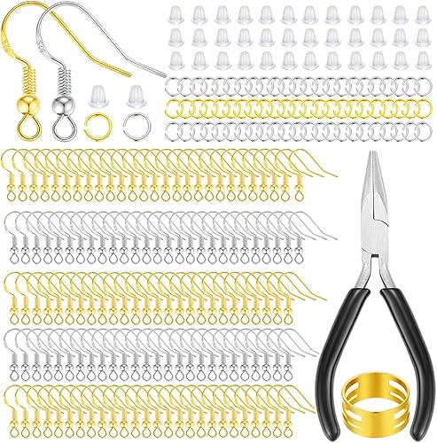 Miniatura 1 de MAIBAOTA Ganchos para pendientes para hacer joyas, chapado en plata 925 y oro, kit de 602 piezas de fabricación de aretes, suministros