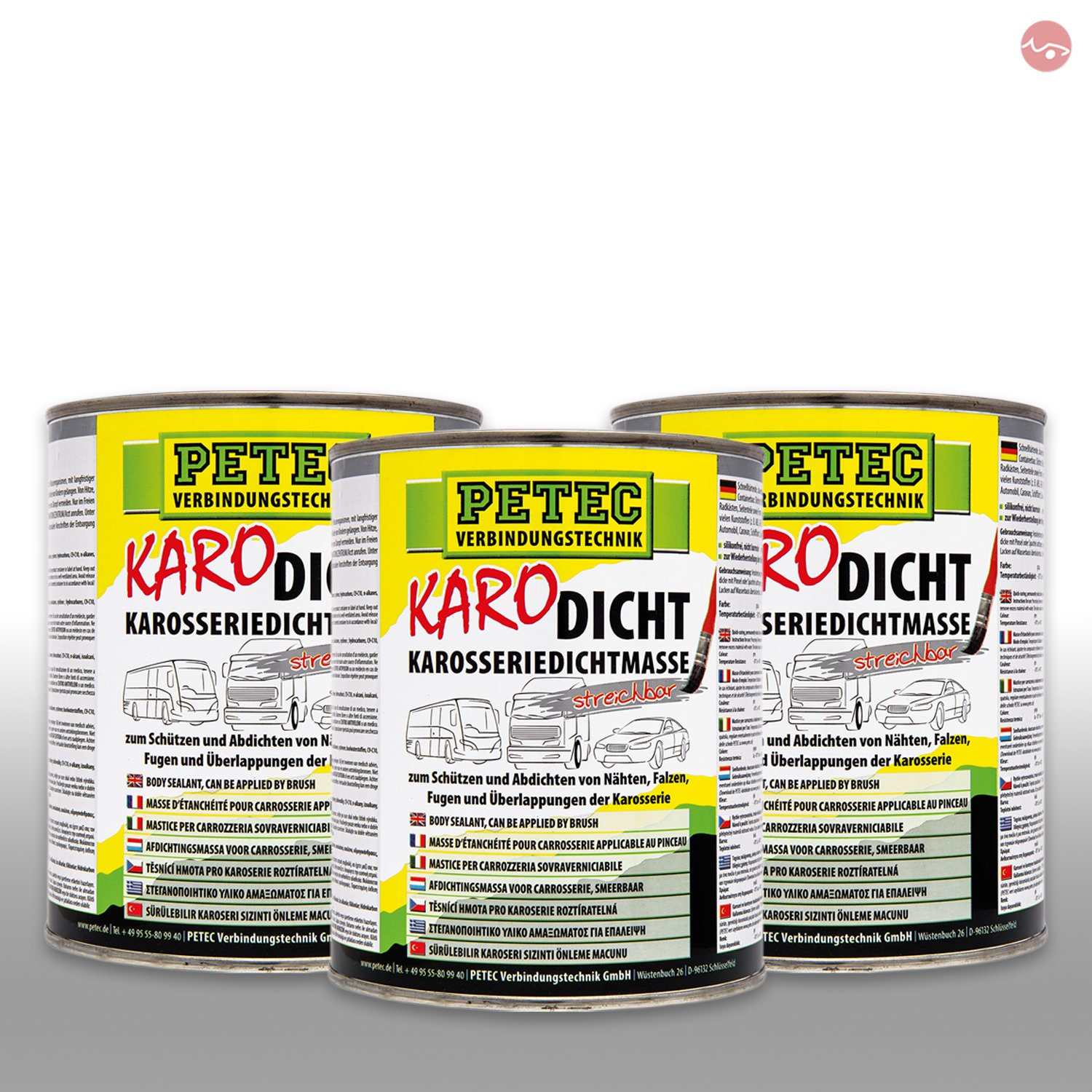 3X PETEC KARO-DICHT Spezialklebe- und Dichtmasse Kleber 1.000 ML 94130