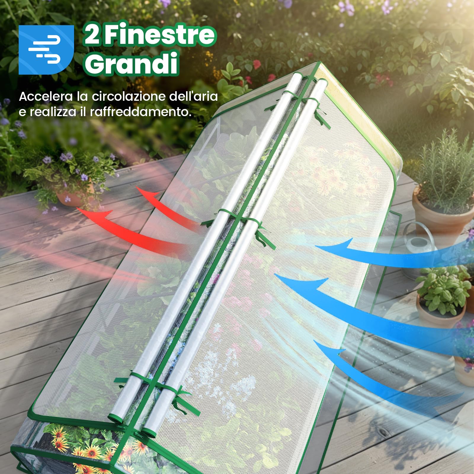 Quictent Orto RiAlzato in Metallo Galvanizzato con Copertura di Mini Serra, Fioriera 3 in 1 Grande per Giardini, Patios e Terrazze, 240x120x30cm