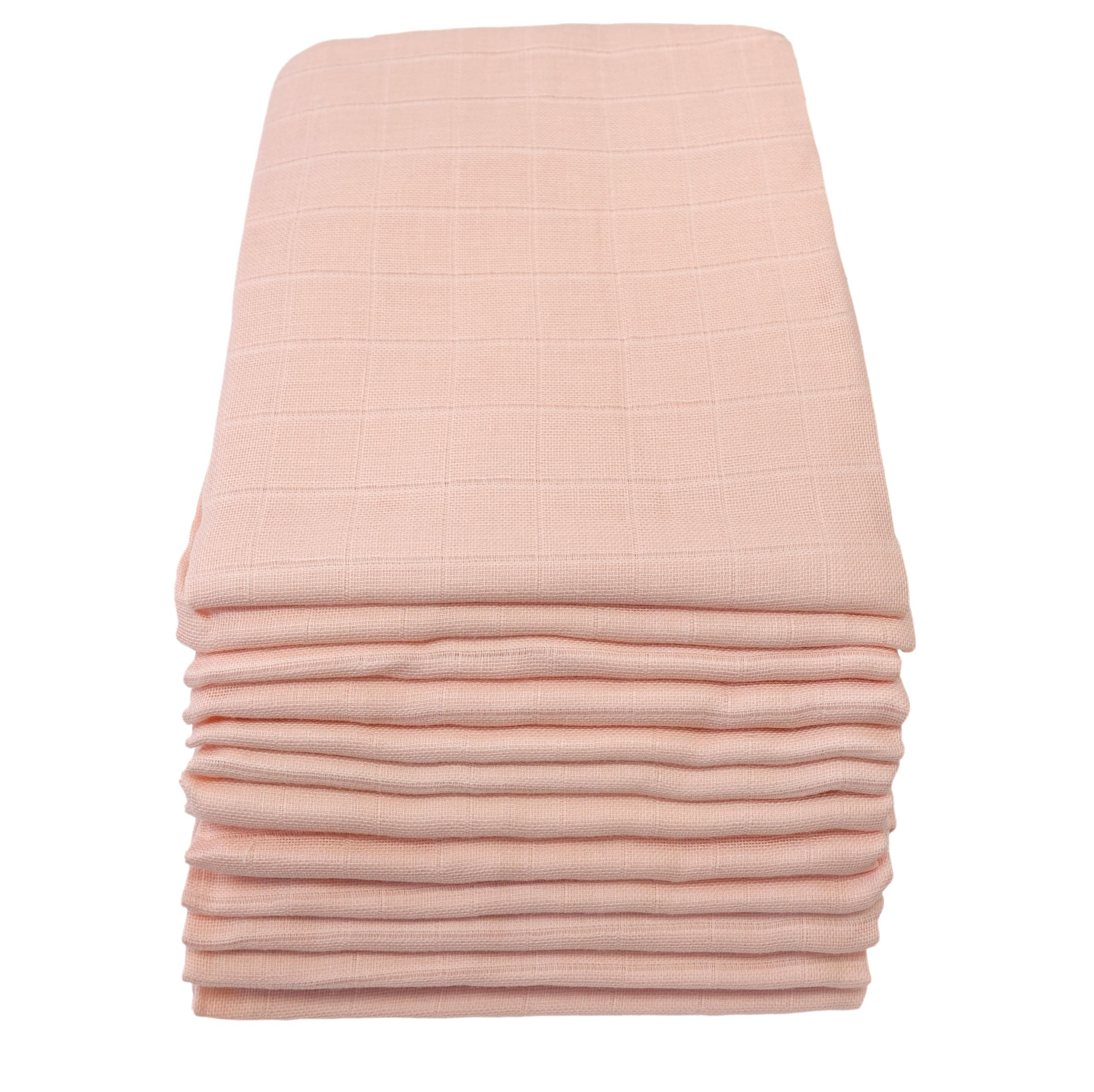 MuslinZ 12PK 100% Pure Cotton Baby Muslin Squares Burp Cloths 70x70cms (Pale Pink)