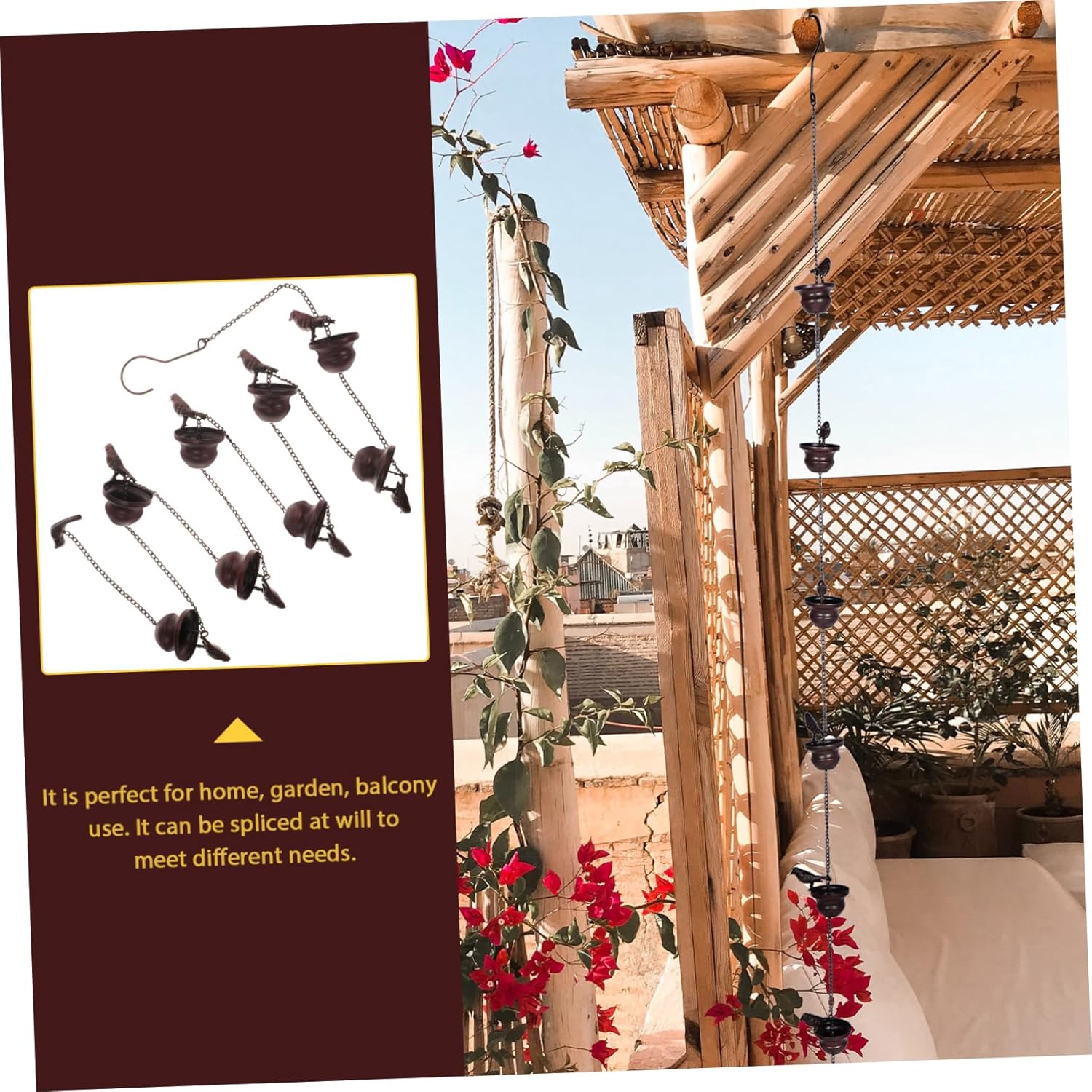 Rain Chain Decorative Rain Chain for Gutters Durable Garden Decor Easy Installation Rain Loop Chain for Courtyard and Outdoor Use