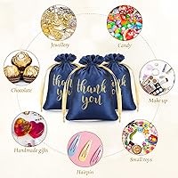 Vista 7 de Roowest 100 bolsas de regalo de satén con cordón de agradecimiento para joyas, bolsas de dulces para bodas, despedidas de soltera, baby shower, Azul