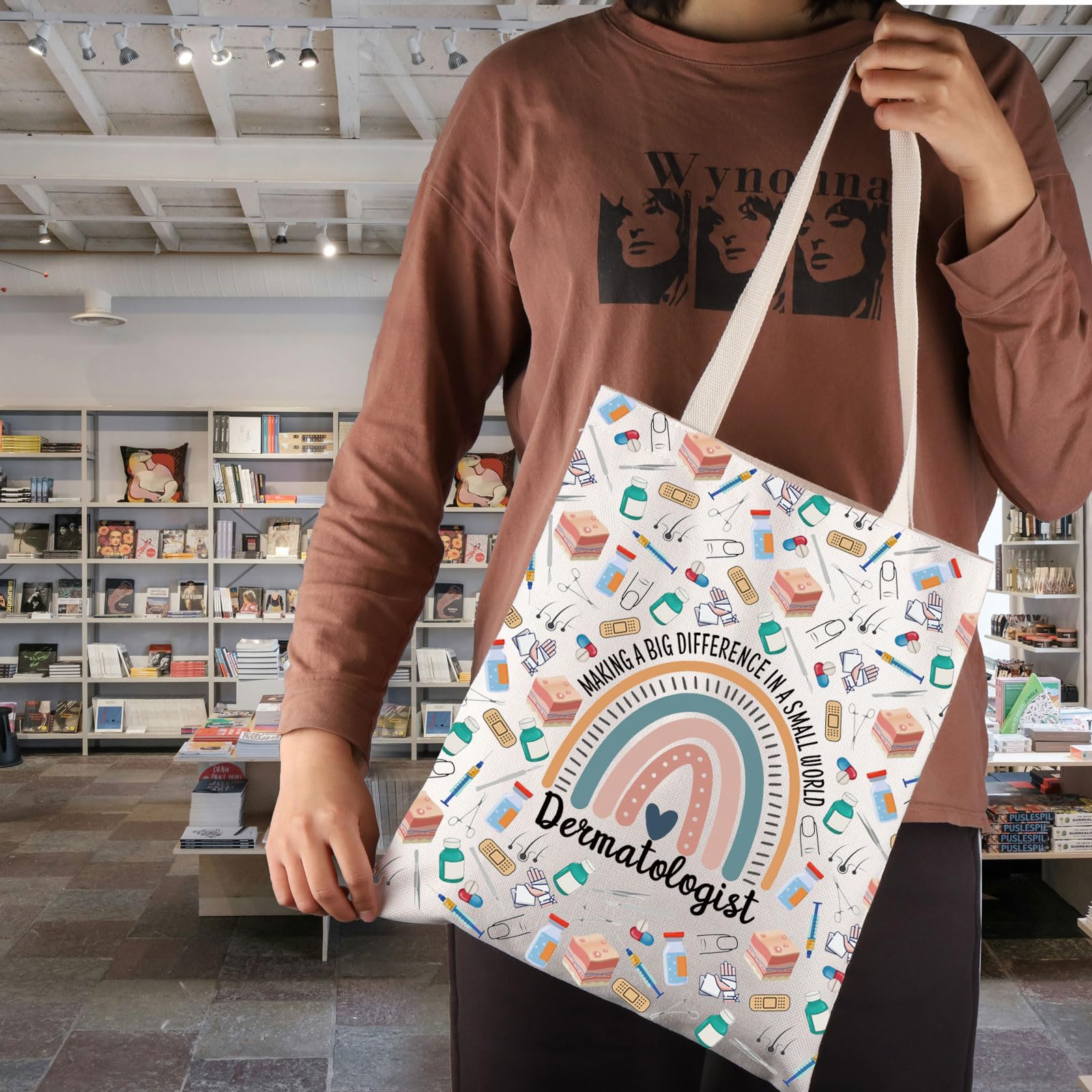 JNIAP Dermatology Nurse Gifts Making A Big Difference In A Small World Tote Bag Esthetician Gift (Small World Dermatologist Tote Bag)