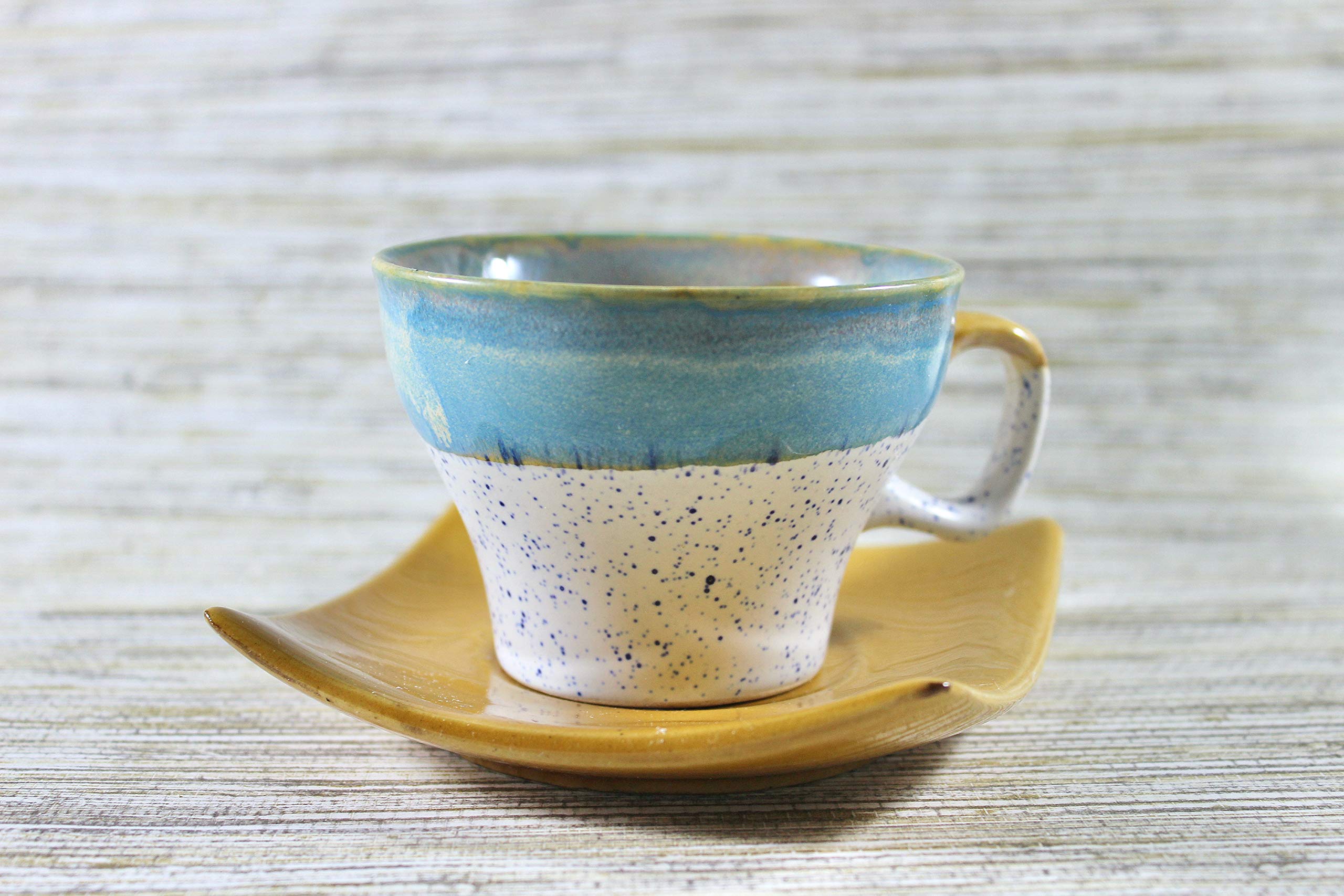 UniMerch Brand Ceramic Handmade Fancy Tea Cup & Saucer Set of 2pcs -180ML(Includes 2 pcs Cup and 2 pcs Saucer)