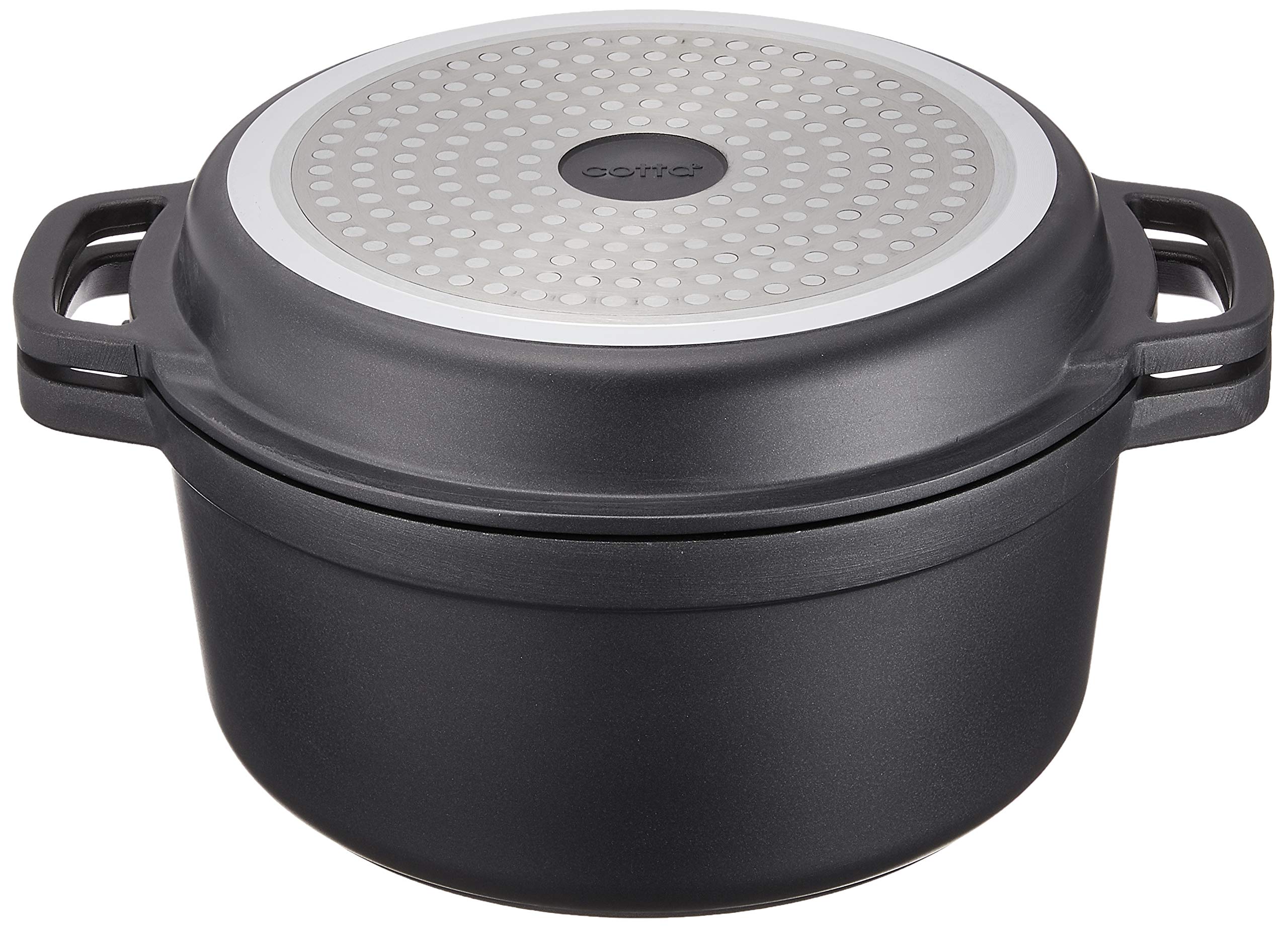 Amazon.co.jp: cotta 無水調理鍋 黒 直径:24cm 本体高さ:11.5cm 蓋:3.5