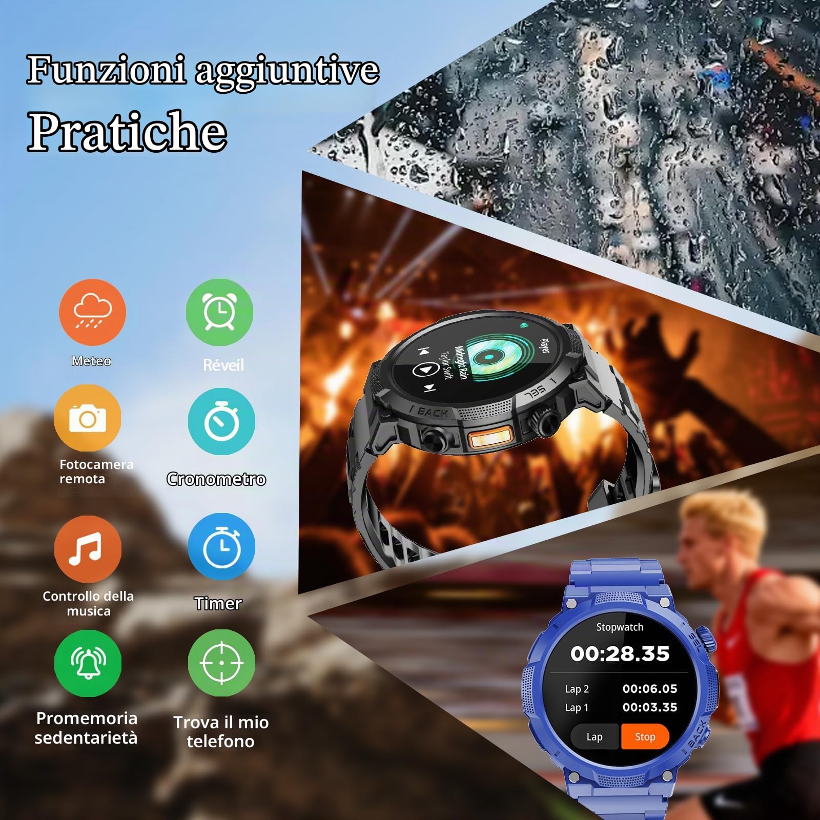 Smartwatch Uomo Militare GPS, Orologio Smartwatch Uomo,Batteria 1000 mAh | 1.53" con Chiamate Bluetooth, 100+ Modalità Sportive, Monitoraggio Sonno e Cardiofrequenzimetro per IOS/Android