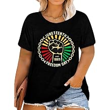 Plus Size Juneteenth Shirt for Women 1865 Celebrate Freedom Black History Graphic Tee Tops