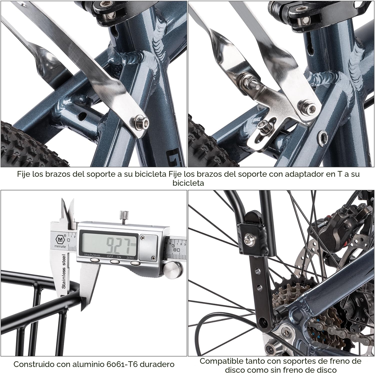 CXWXC Portaequipajes Trasero para Bicicleta con Cesta extraíble y Reflector para neumáticos de 26 a 29 Pulgadas, para Bicicleta de montaña,Bicicleta de Ciudad de hasta 27 kg