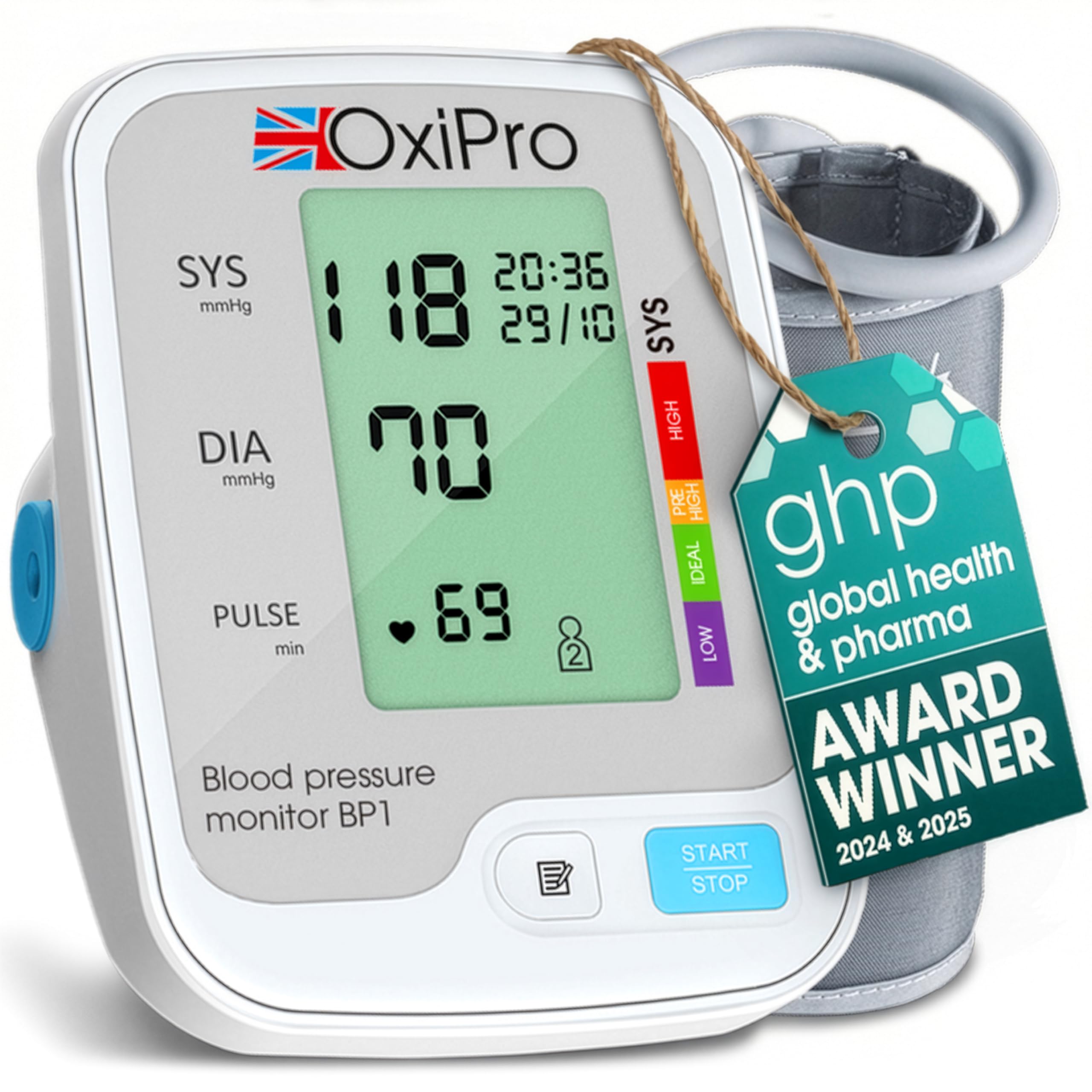 BP1 Blood Pressure Monitors - Health & Pharma Award Winner 2025 - Blood Pressure Machine - BP Monitor for Home - Small to Large Cuff Blood Pressure Monitor