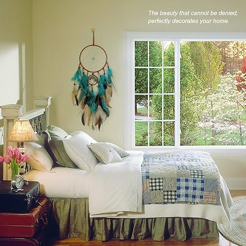 Miniatura 4 de TEESHLY Atrapasueños con árbol de la vida y plumas indios hechos a mano para decoración bohemia colgante de pared, adorno regalo de festival (verde