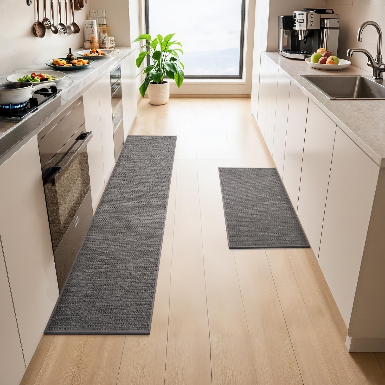 LEKEEPGO Alfombra Cocina Lavable Antideslizante 43.5x200cm, Alfombras Cocina Lavable, Alfombra Pasillo Larga, Tapete Cocina, Absorbente Alfombra para Cocina, Comedor, Lavadero, Pasillo, Gris — view 25