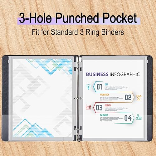 Miniatura 4 de Antner Carpeta de tamaño carta, 3 agujeros, carpetas con cremallera para carpetas de anillos, bolsas de hojas sueltas, bolsa impermeable, bolsas