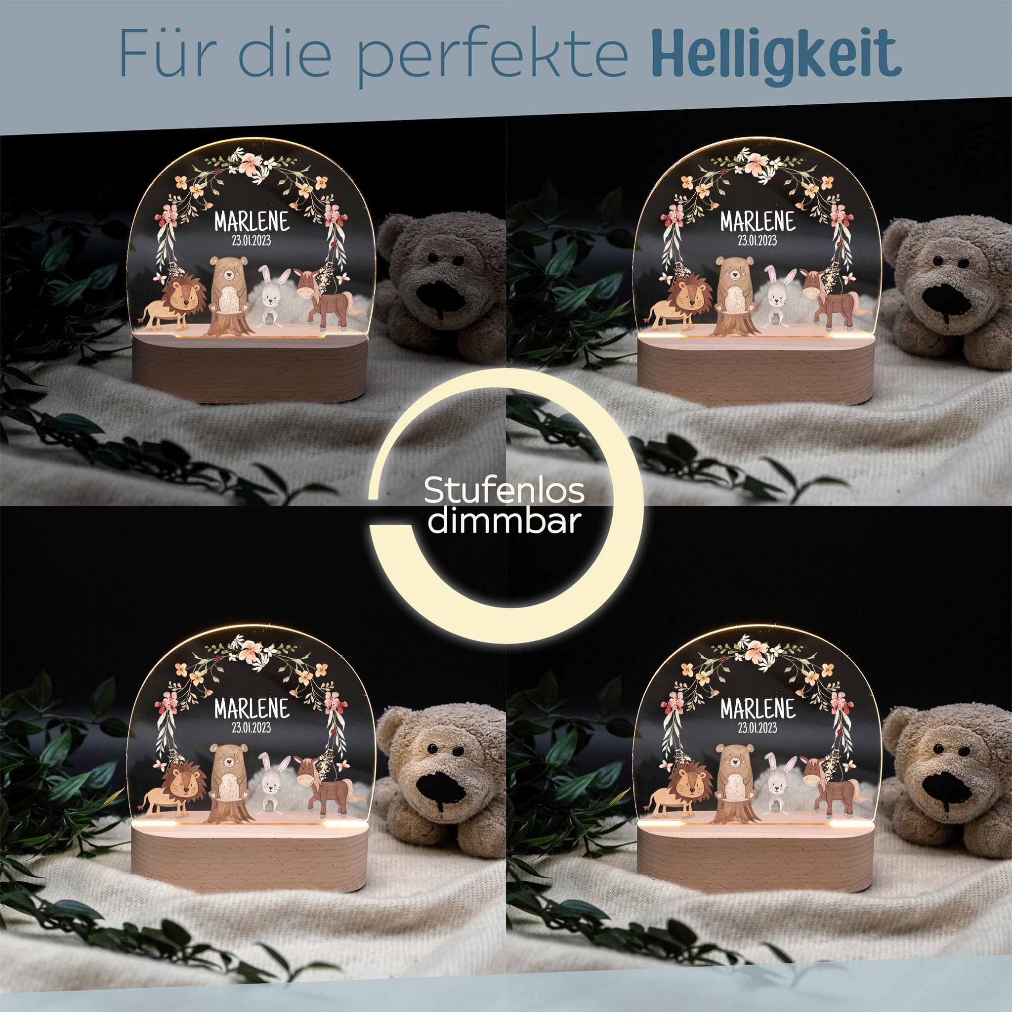 wunderwunsch® - Personalisiertes Nachtlicht für Babys - Individuelle Nachttischlampe für Kinder - Personalisierte Geschenke Kinder - Babygeschenk - Geschenk zur Geburt