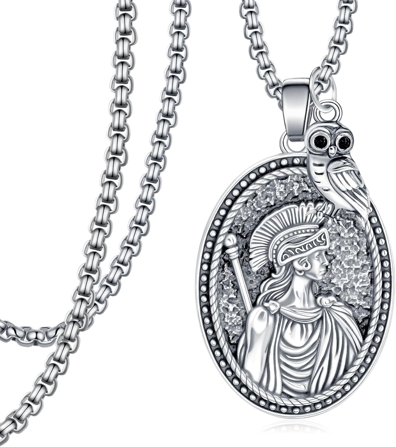 Athena Necklace 925 Sterling Silver Athena Owl Necklace Greek Mythology Jewelry Gifts for Men Women
