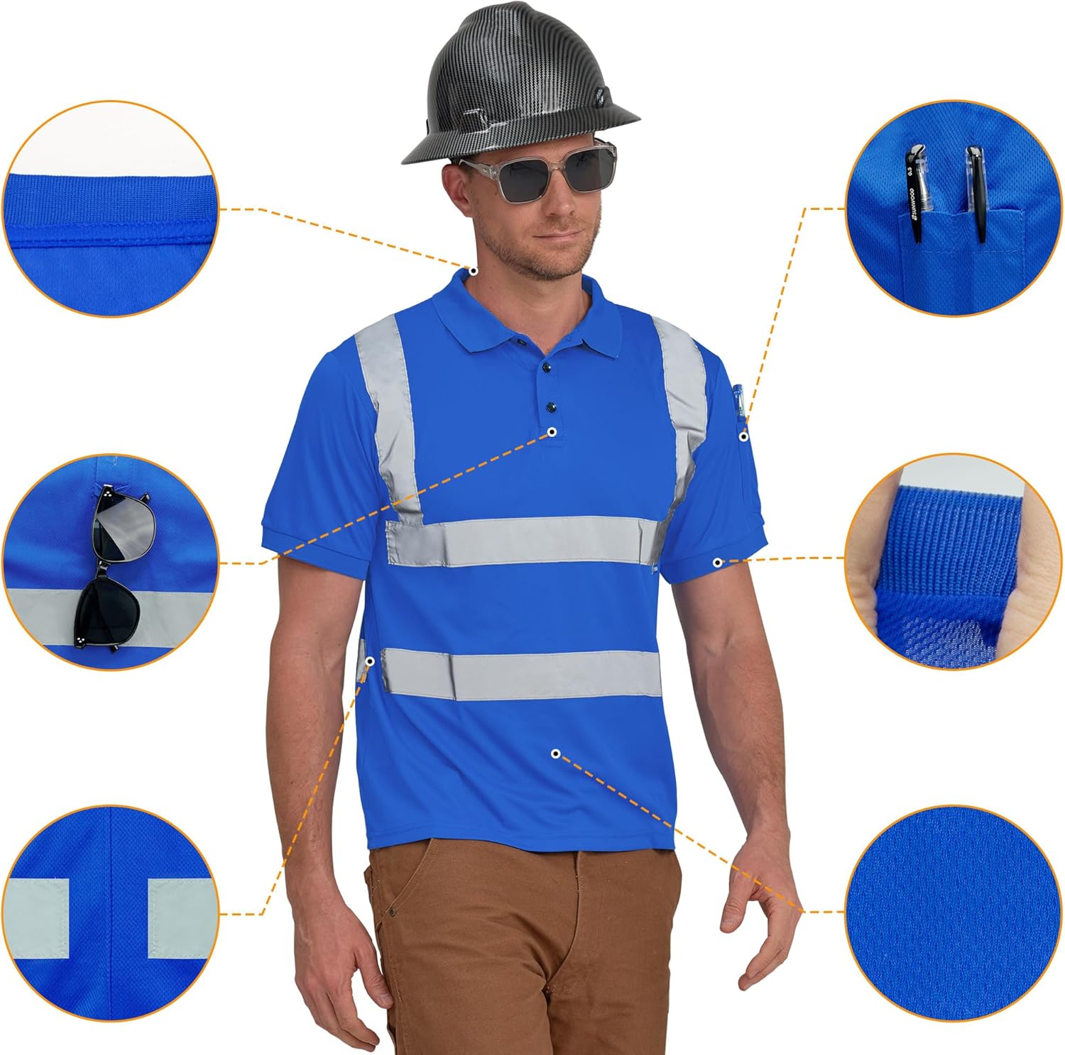 AYKRM High Visibility Security Polo Shirts neon Construction Work Shirts - Image 4