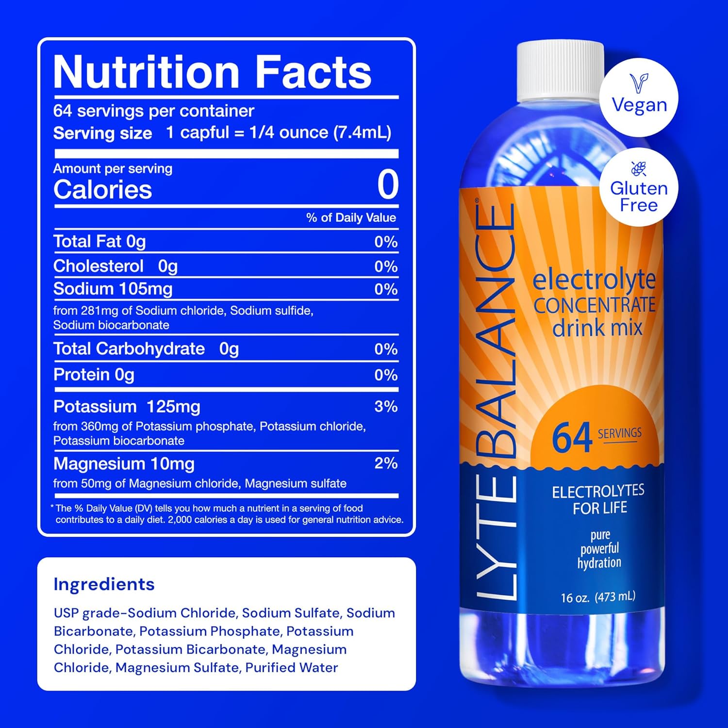 Lyte Balance: Concentrado de Eletrólitos Líquido para Hidratação Diária, Recuperação Muscular e Suporte Imune - Com Sódio, Potássio e Magnésio (1.814g) sem Açúcar - Imagem 8