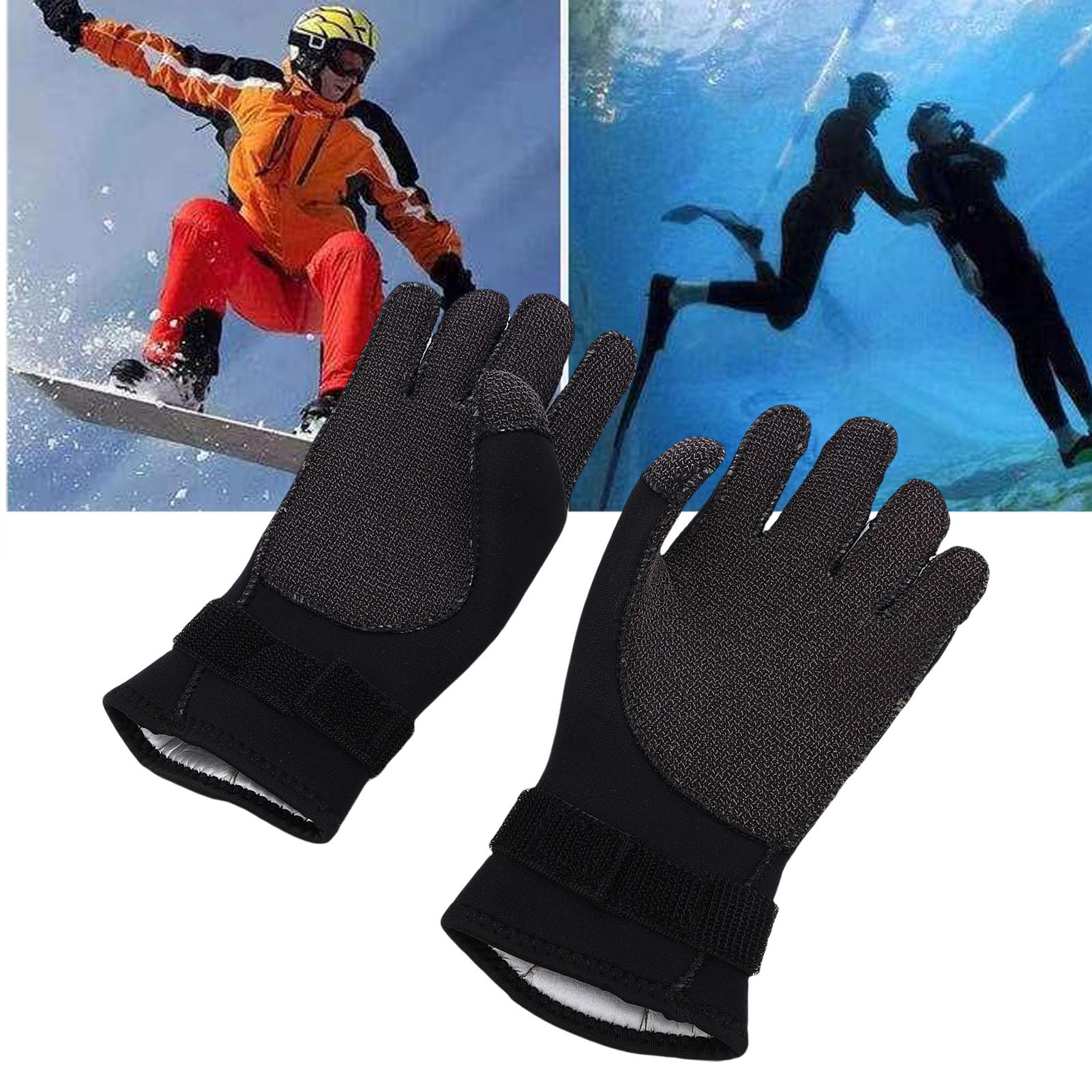 1 Paio di Guanti da Immersione in Neoprene da 5 Mm Guanti da Immersione Termici Antiabrasione e Resistenti Al taglio. Vestibilità Comoda (L)