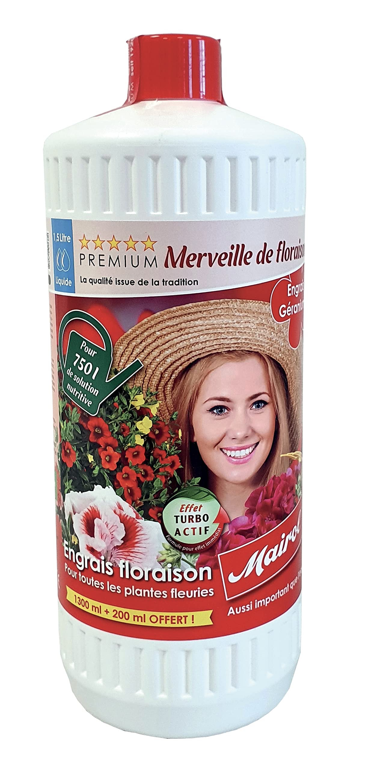 Engrais Merveille de Floraison Mairol Pour Géranium et Plantes Fleuries - 1500 ml Pour 750L d'eau d'arrosage