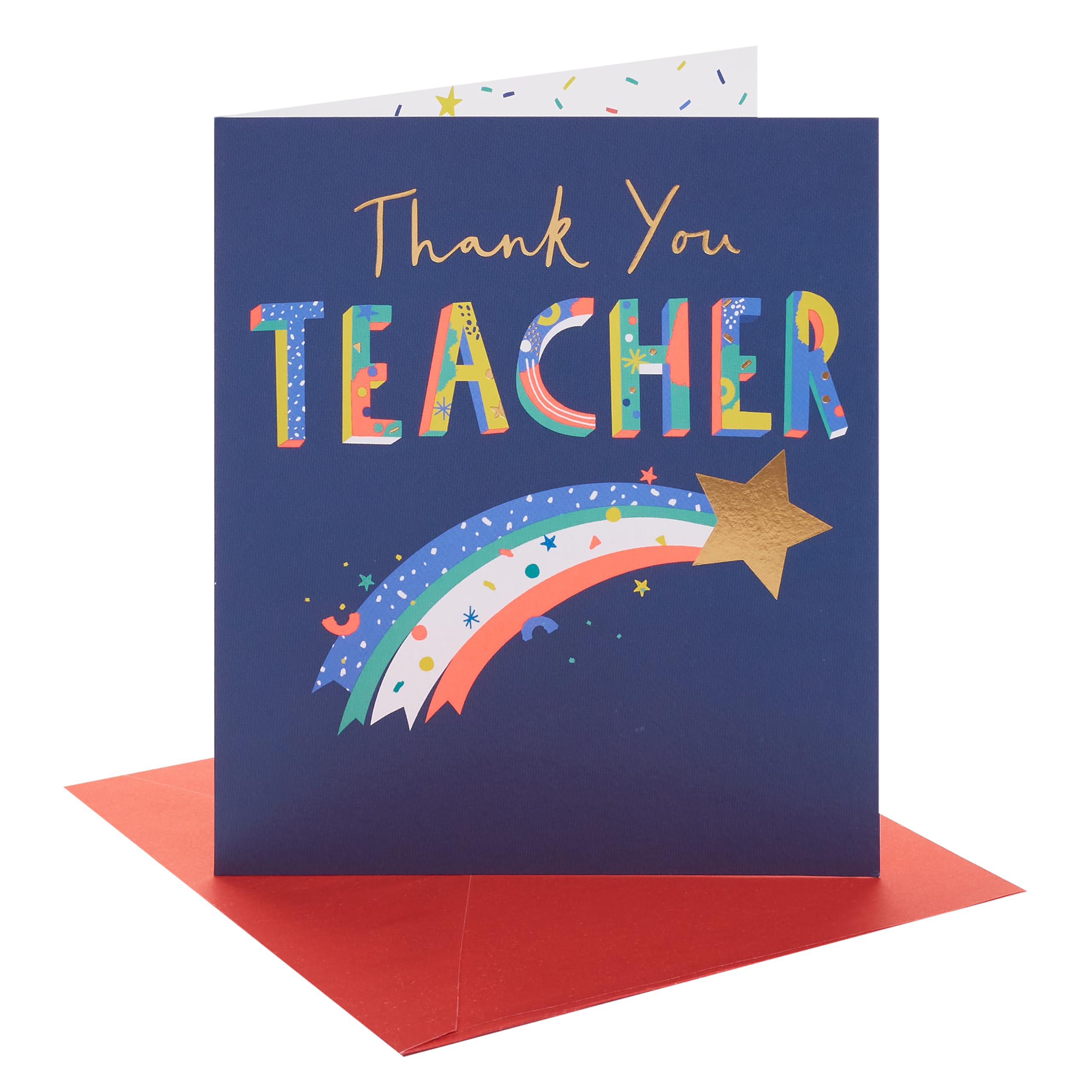 UK Greetings | Thank you Card for Teacher | Appreciation Cards | Her/Him | Shooting Star Design | With Envelope | 15.9 x 18.4 cm