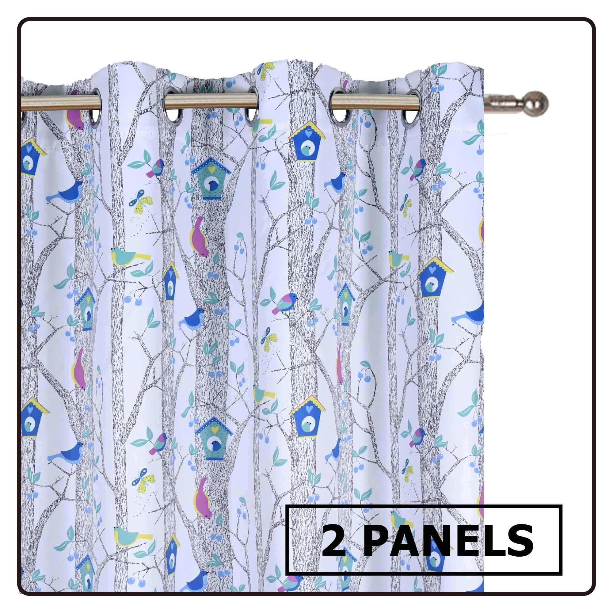 HUTO Blue Bird Printed Blackout Curtains for Boys Bedroom Living Room Grommet Noise Reducing Thermal Insulated Curtain Drapes Set of 2 Panels 52 by 84 inch Length