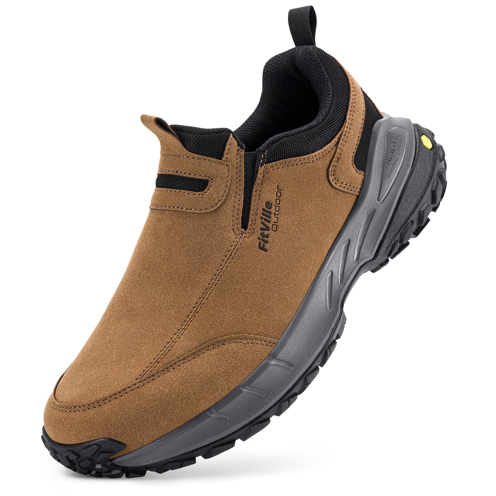 FitVille Wanderschuhe Herren Extra Breit Trekkingschuhe rutschfeste Outdoor Schuhe Atmungsaktiv Walkingschuhe Slip on Freizeitschuhe Weit Herren Sneaker mit Fußgewölbestütze