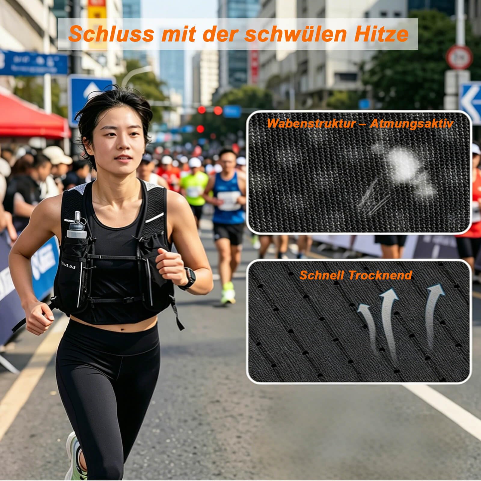 Tavaler Laufweste Damen und Herren 5L Kapazität mit Trinkflasche 500 ml | Verstellbar Laufrucksack Ultraleicht Running Vest Atmungsaktiv Trinkweste Laufen für Laufen Radfahren Marathon Bergsteigen