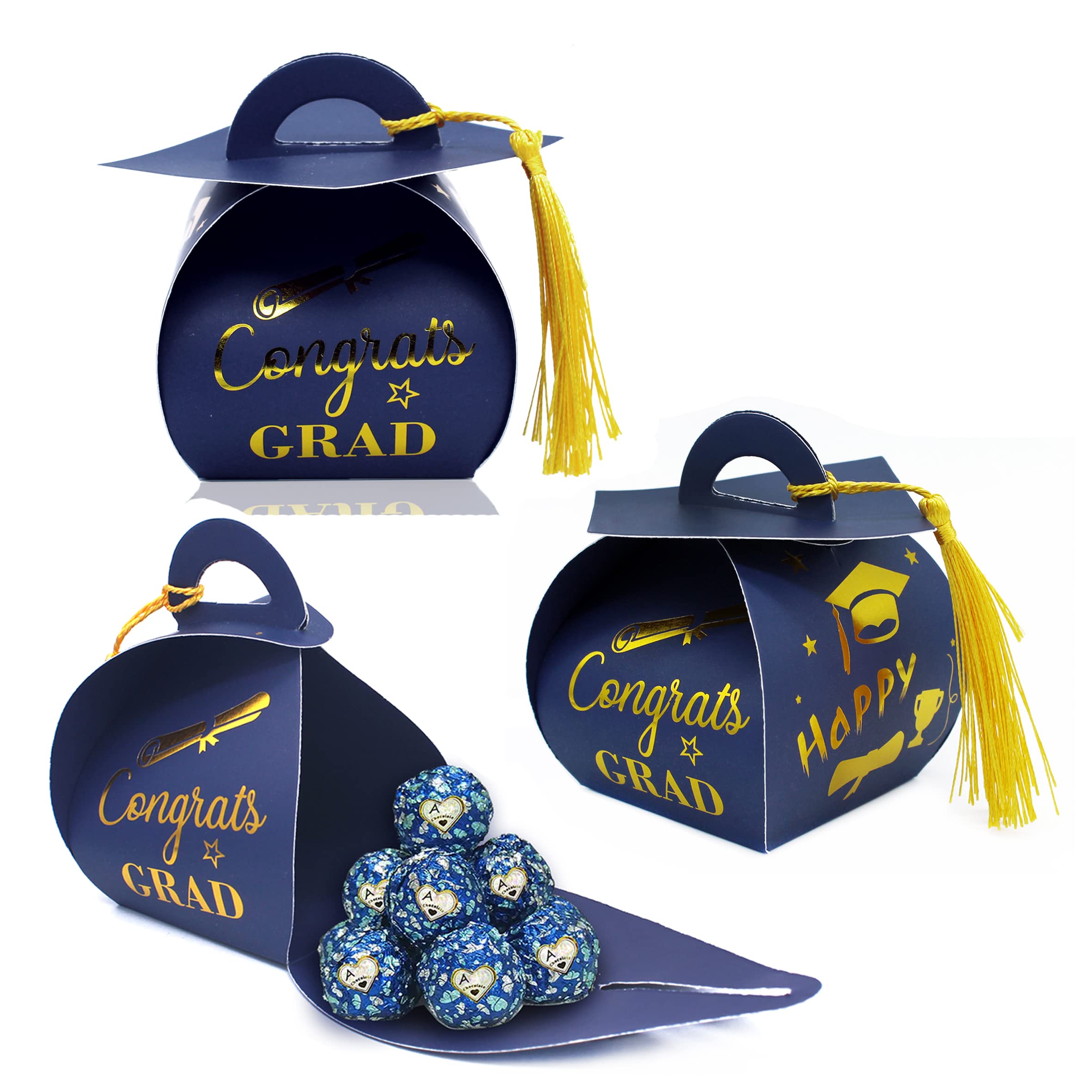 30 Pcs Graduation Gift Box Graduation Candy Box Party Favors Graduation Centerpieces for Tables 2023 Graduation Decorations Grad Party Supplies -Blue