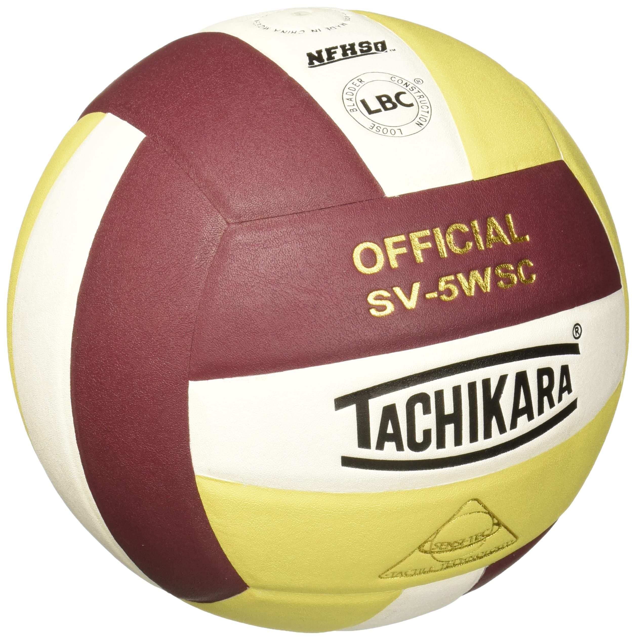 Tachikara Sensi-Tec Composite High Performance Volleyball, Cardinal/White/Vegas Gold (SV5WSC.CWVG)