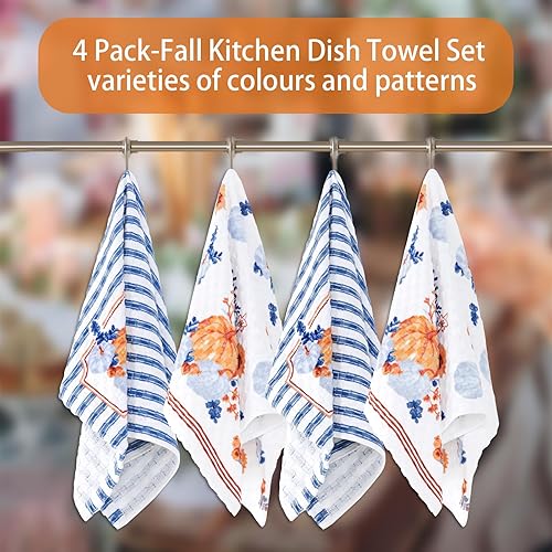 Miniatura 5 de VOOVA & MOVAS Toallas de mano para cocina, 16 x 26 pulgadas, paquete de 4 con tarjetas de regalo, algodón de primera calidad, toallas de cocina