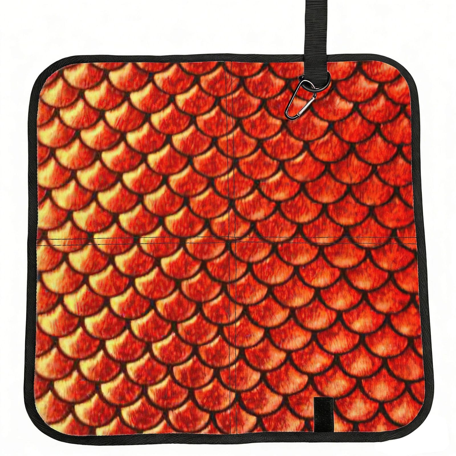 AYYQWE Red Fish Scale Print Foldable Seat Cushion Portable Chair Pad Office Commuting Picnic Camping Outdoor