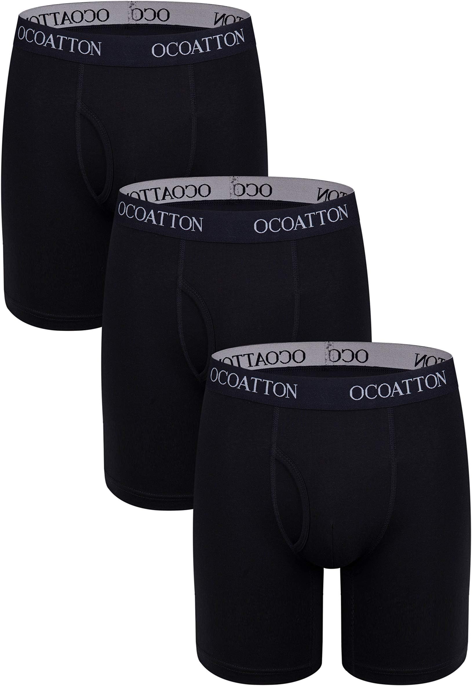 Big and Tall Men's Boxer Briefs Long Leg Underwear Open Fly 3-Pack