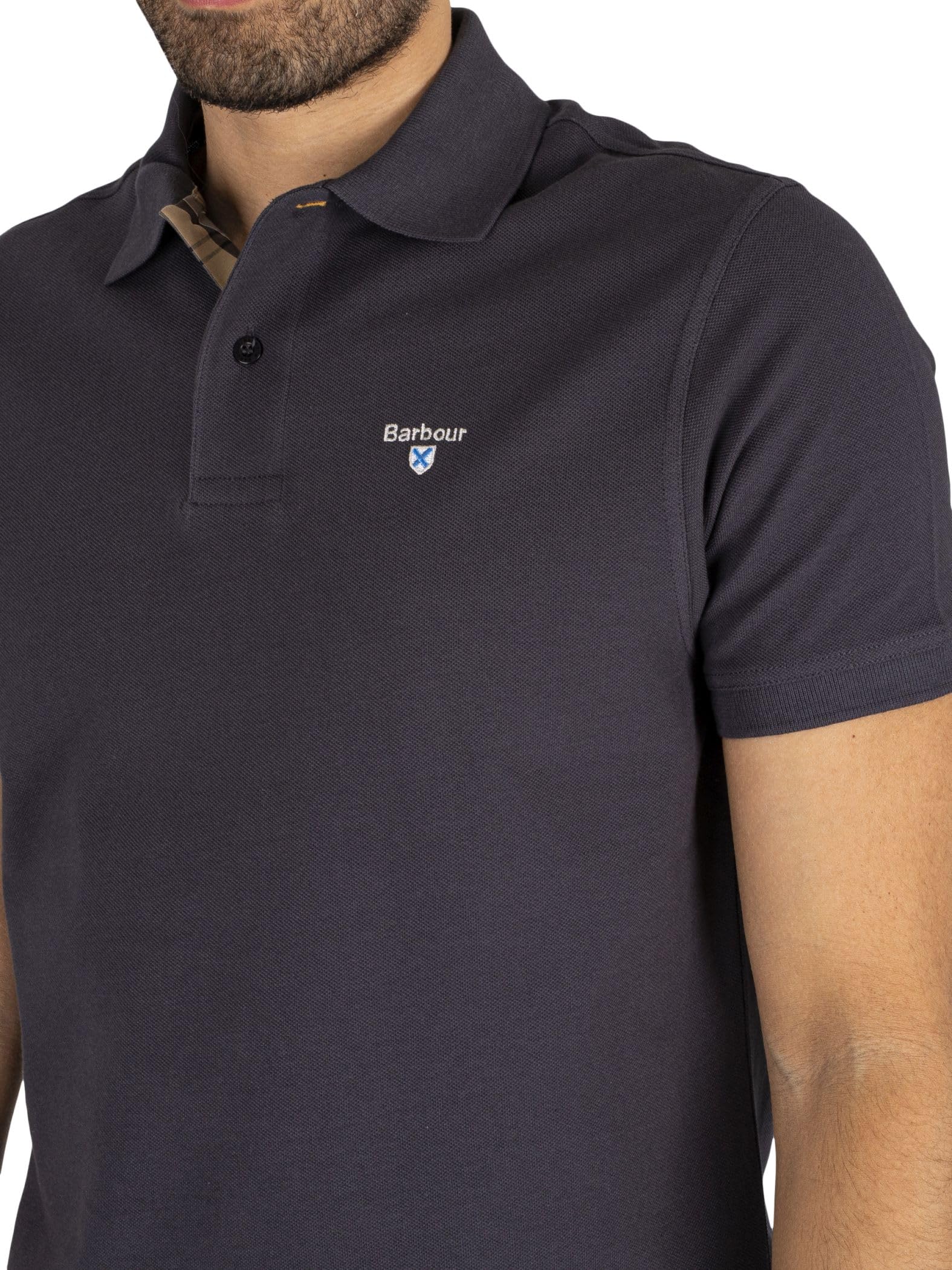 Barbour Hombre Polo De Piqué De Tartán, Navy/Dress Blue, XXL