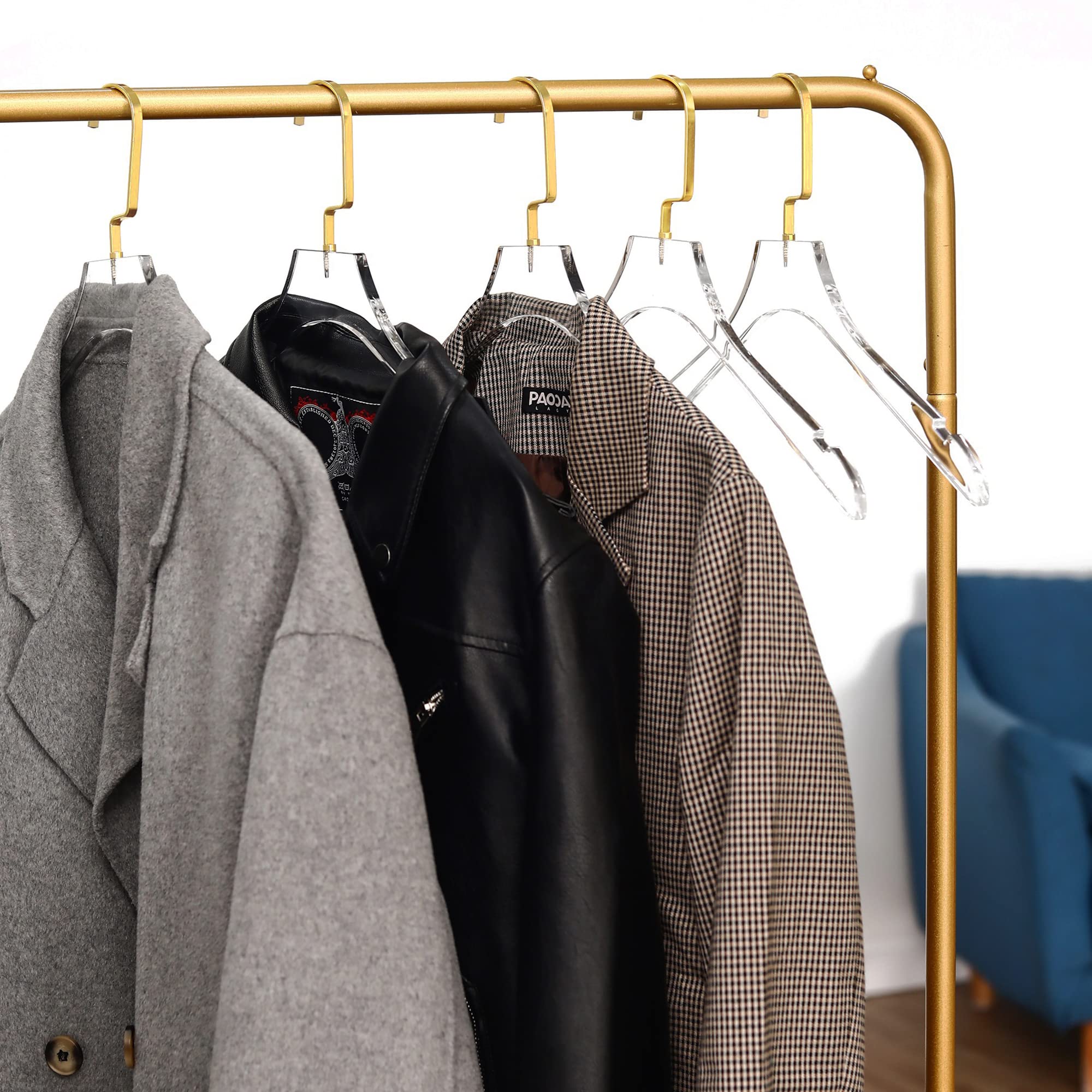 Besser Acrylic Clear Hangers - 15 Pack Premium Quality Crystal Hangers With Gold Hooks For Luxury Dress Suits