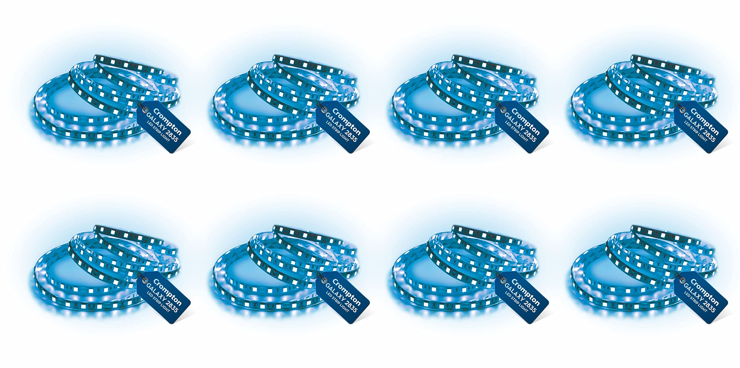 Crompton 25W LED Strip Light | 5 Meter Light Blue Light | Roll with 300 LEDs | 22 Lumens/LED | Bright & Energy Saving | Flexible Lighting | Without Driver | Pack of 8
