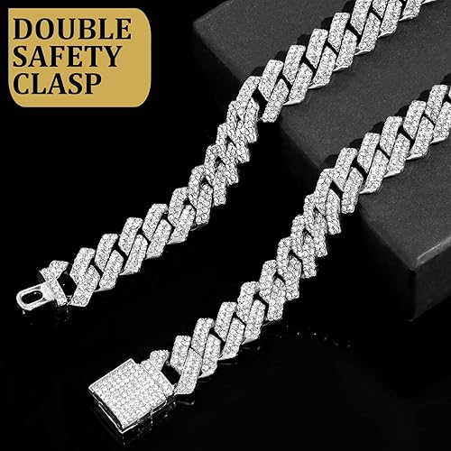 Miniatura 10 de Collar de eslabones cubanos para perro, cadena de metal dorado y plateado, collares de diamantes para mascotas para perros y gatos, joyería de