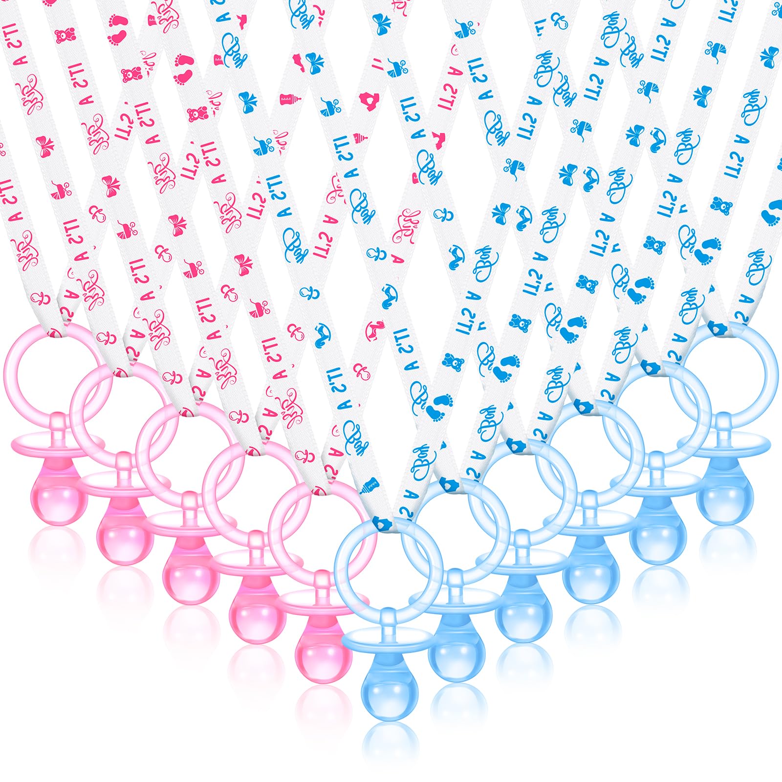 Junkin 60 Pieces Baby Shower Pacifiers Necklace Acrylic Pacifiers Necklace Charm for Baby Shower Party Favors Decorations, Women Style(White, Pink,