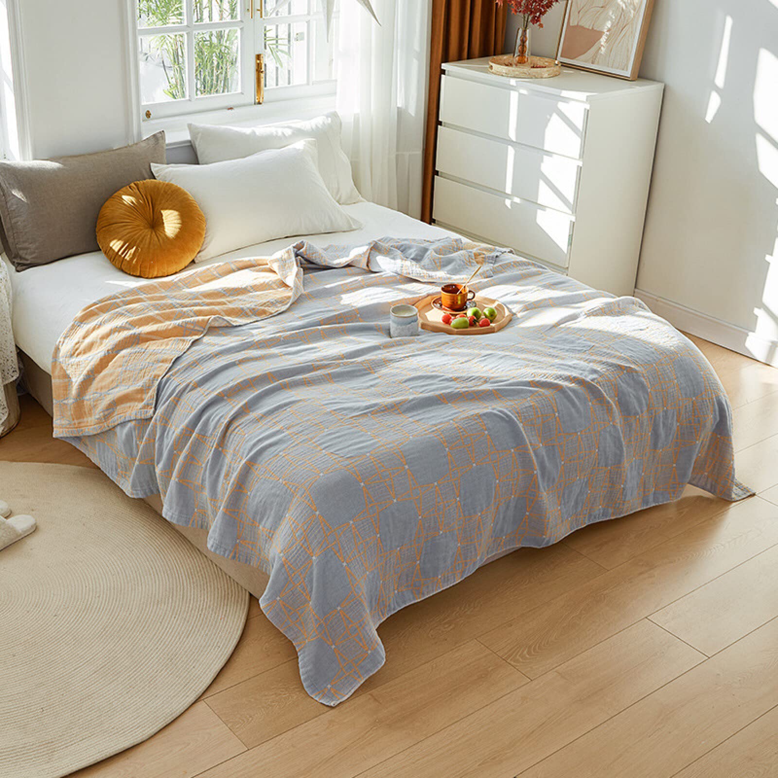 Blanket for Bed, Throw Blankets, Bohemia Geometric Flowers Blankets Large  Bed Throw, 100% Cotton Soft Cozy Throws For Sofas Bed Couches  Armchair,Light Blue-03,150x200CM : Amazon.co.uk: Home u0026 Kitchen