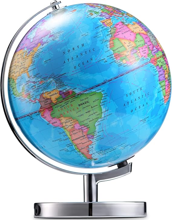 LED Illuminated Globe of The World with Sturdy Chrome Rotating Display Stand 3 in LED Illuminated Globe of The World with Sturdy Chrome Rotating Display Stand 3 in
