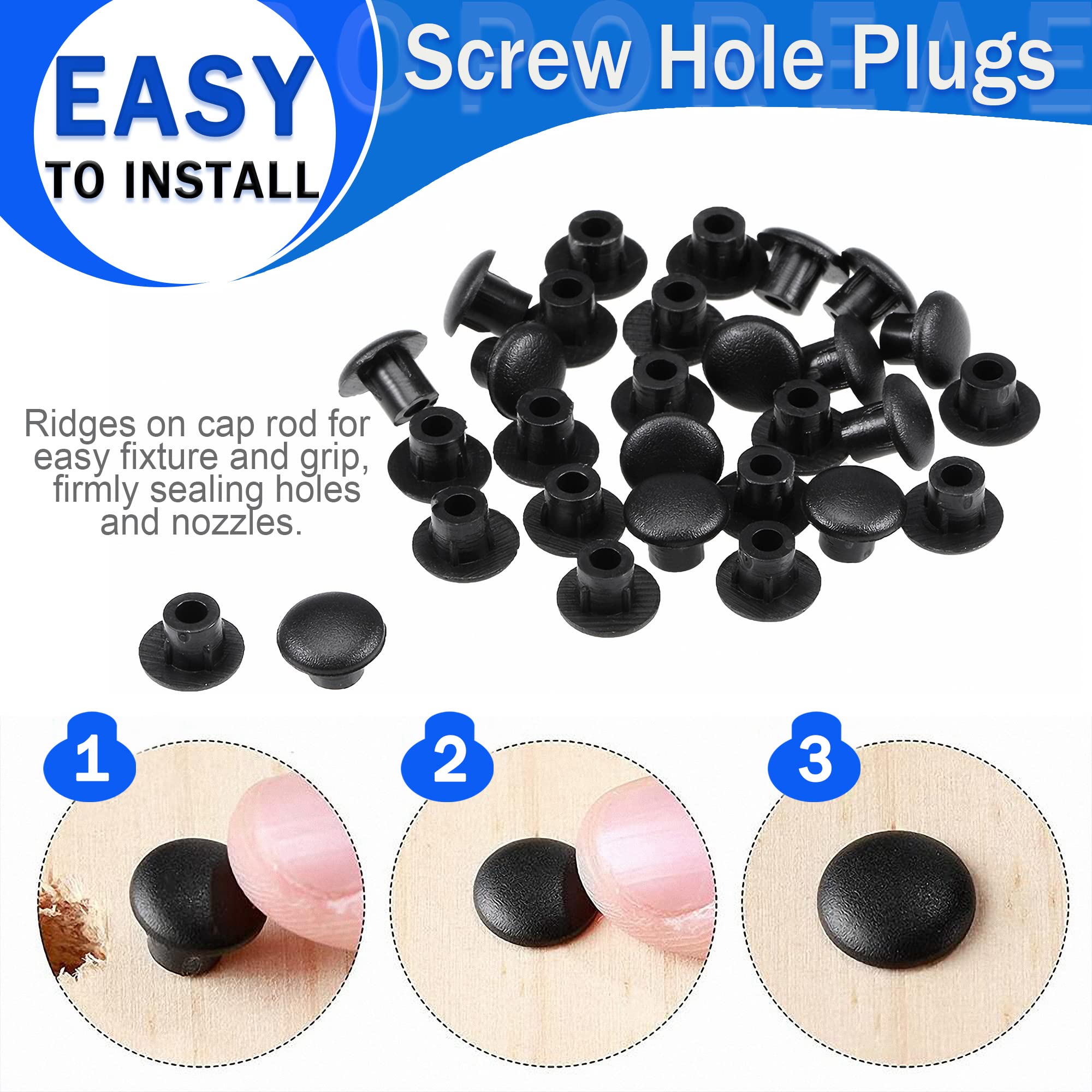 342 Tapones De Plástico De Nailon Negro En 11 Tamaños