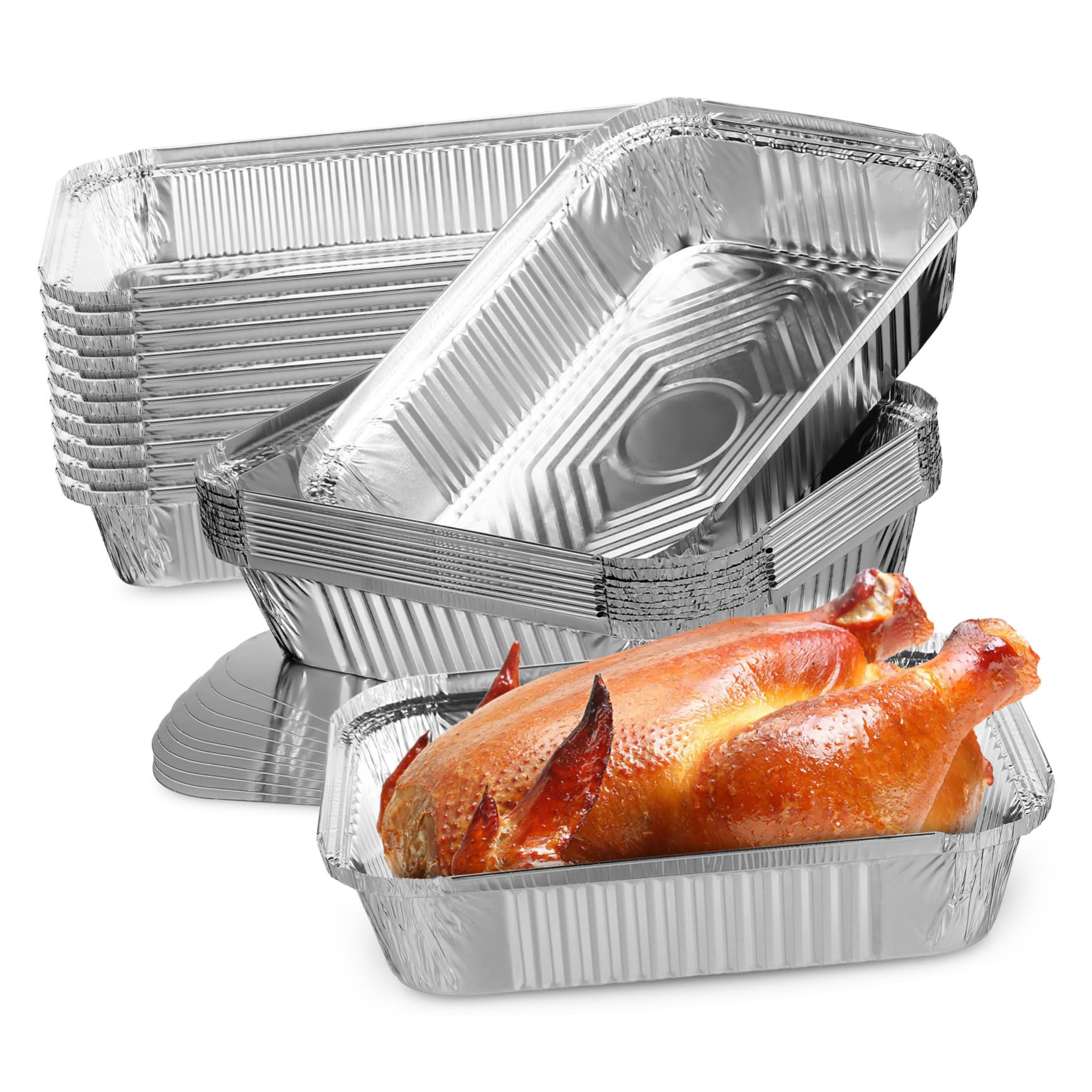 Mipcase Moldes Cuadrados Plata de Papel de Aluminio 20 Piezas con Tapa