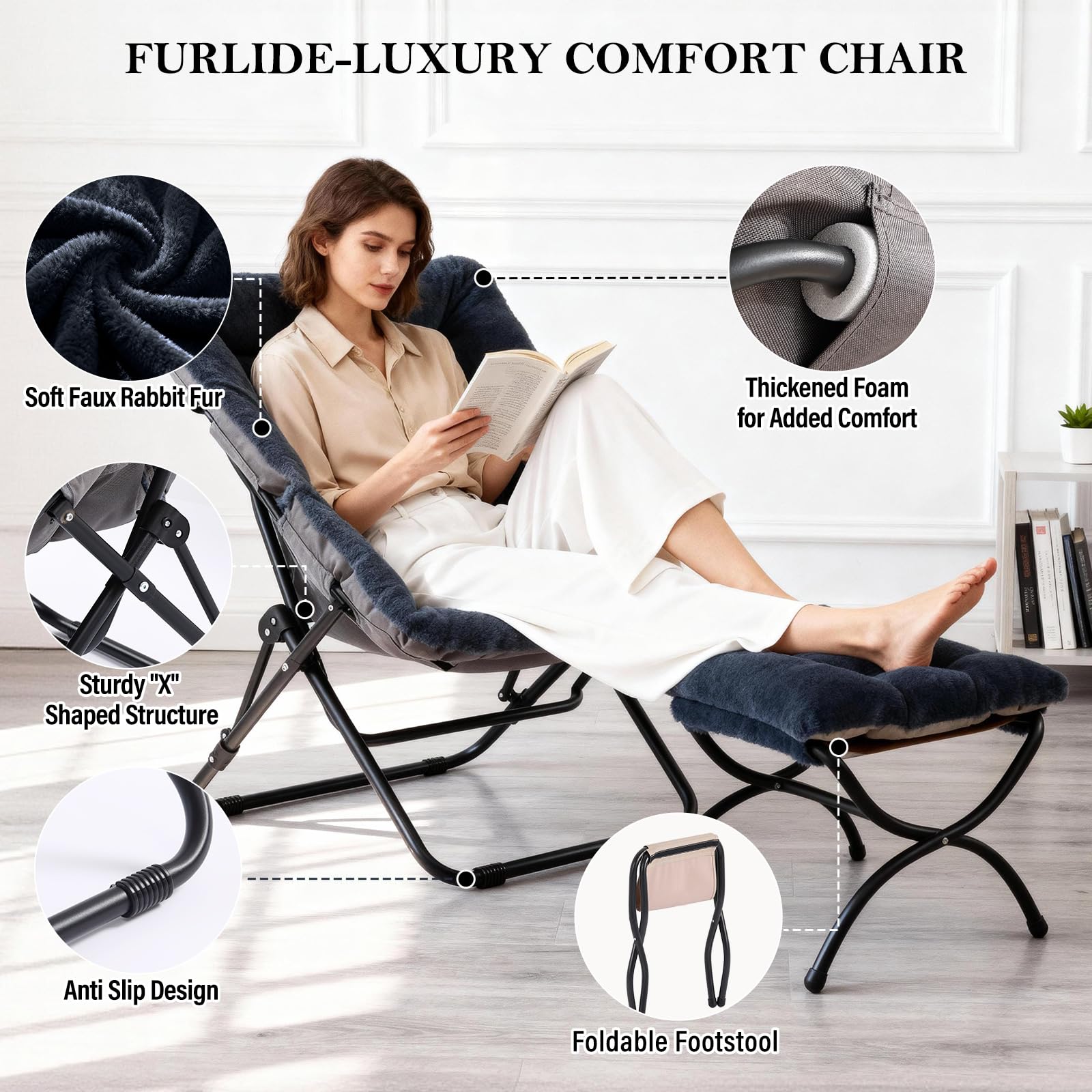 Amazon.com: Furlide Saucer Chair with Ottoman, Comfy Doorm Chairs