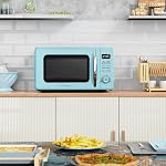 Galanz GLCMKZ07BER07 Retro Countertop Microwave Oven with Auto Cook & Reheat, Defrost, Quick Start Functions, Easy Clean with Glass Turntable, Pull Handle,0.7 cu ft, Blue