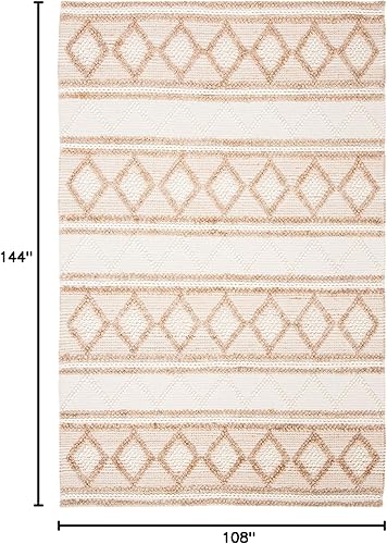 Miniatura 2 de SAFAVIEH Natural Fiber Collection - Alfombra de área de 9 x 12 pies, beige y marfil, hecha a mano marroquí bohemio tribal yute y lana, ideal para